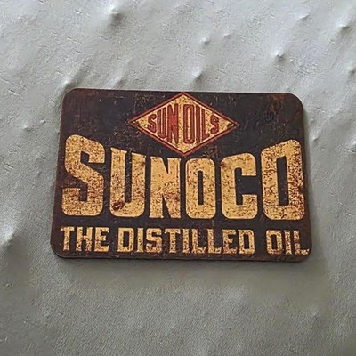 Sunoco Oil Magnet Vintage Gas Pump Sign 3x4 Inch Retro Garage Art
