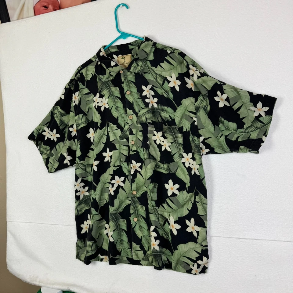 Camisa Hawaiana Jaxx Jaxx Para Hombres XL 100% Seda Abotonada Manga Corta Floral Foto 3 de 4