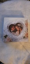 Home Beautiful Clear Glass Heart Shaped Frosted Floral Picture Frame