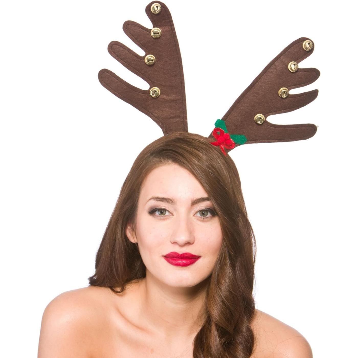 Wicked Costumes - Reindeer Antlers with Bells on a Headband - Adult