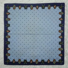 CHAPS RALPH LAUREN RL78 Blue Cotton Mini Scarf Pocket Square 17" X 17.5" Q158