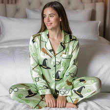 Elphaba amp Glinda Satin Pajamas Set Wizard of Oz Sleepwear Wicked Movie Pajamas