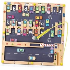 Wooden Magnetic Alphabet Maze Letter Puzzle, Montessori Fine Motor Skills Toys