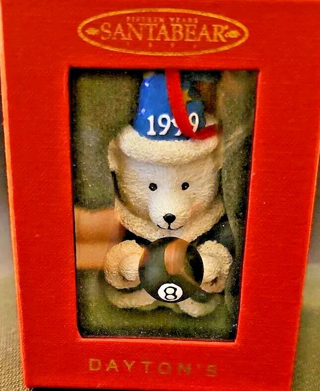 1999 Santa Bear W/8 Ball Ornament From Daytons NIB