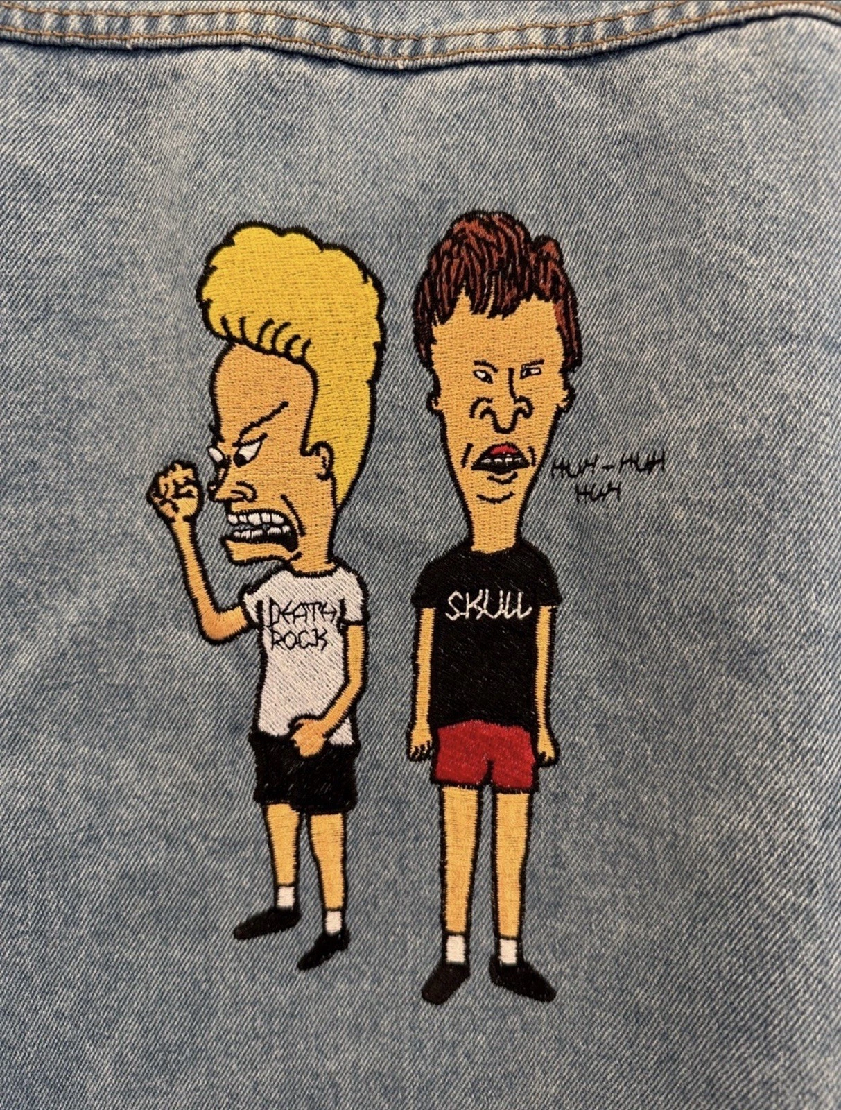 American Born MTV Beavis and Butt-Head Embroidered Denim Trucker Jacket XL image 3