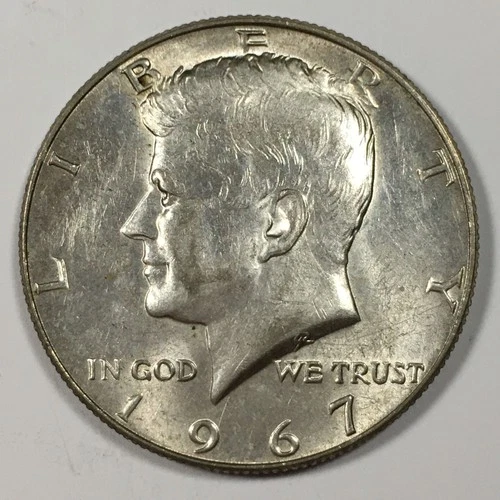 1967 Kennedy Half Dollar - 40% Silver - About Uncirculated (AU) KM#202a - 8103