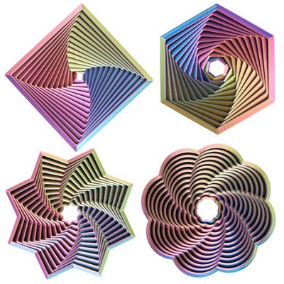 4PCS 3D Printed Fractal Whirling , Geometric Spiral Sensory Pack, ADHD Focus ...