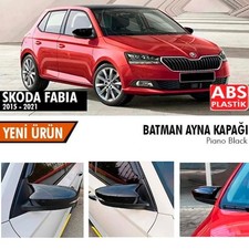 For Skoda Fabia Side View Mirror Cover Signaled Bat Style Gloss Black 2015-2021