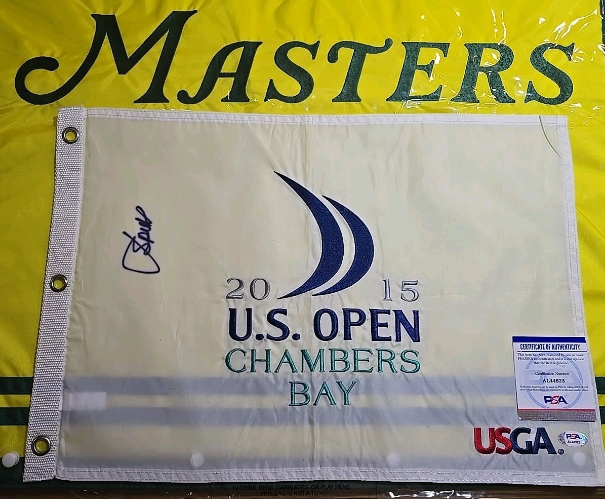 Jordan Spieth Autographed Signed 2015 US Open Flag Chambers Bay Auto PSA DNA 2 