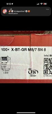 100 Hilti Threaded Stud X-BT-GR M8/7 SN 8