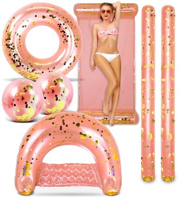 POZA Inflatable Rose Gold Full House Bundle  Premium Luxurious Sparkle Confet...