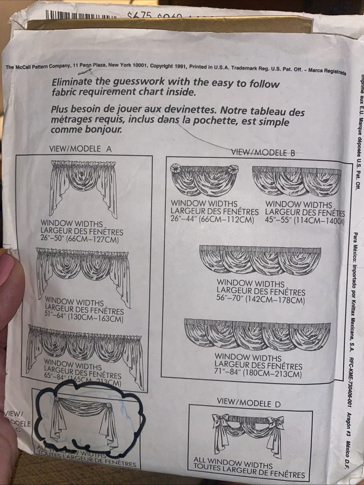 Vintage 1996 McCalls Home Decor Sewing Pattern 5173 Uncut Window Treatment - Image 2 of 2