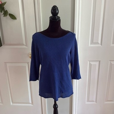 NWOT Eileen Fisher 100% Linen Lightweight 3/4 Sleeve Bateau Sweater- Size SP