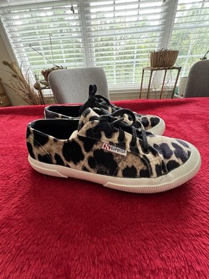 Superga Women Leopard Print Canvas Low Top Sneakers Comfort Shoes Sz 6.5