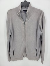 Gap Sweater Mens Large Gray Zip Up Cardigan Preppy Casual Office Mock Neck