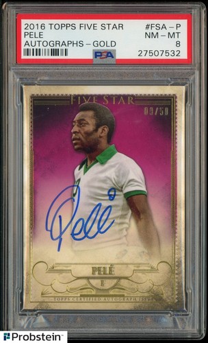 2016 Topps Five Star Soccer Gold Pele AUTO 9/50 PSA 8 NM-MT