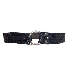 Vintage Talbots Sz M Genuine Leather Braided Woven O Ring Belt