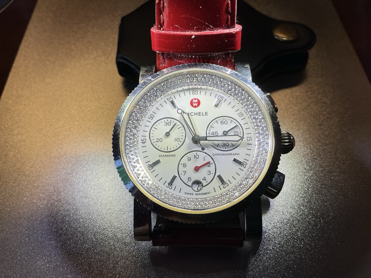 Michele  Stainless Steel White Dial Chronograph Watch Case Michele Deco Watch - MW06P01A1025 | The RealReal main image 4