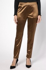 Isaac Mizrahi Live Petite Knit Slim Straight Pants Size SP Dark Toffee A620716