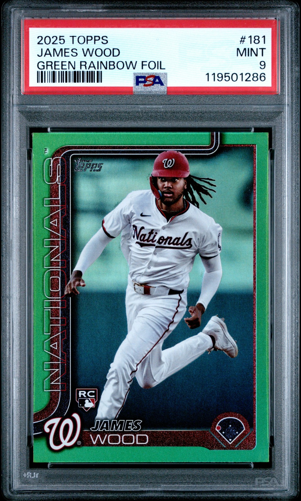 2025 TOPPS GREEN RAINBOW FOIL #181 JAMES WOOD 21/99 PSA 9