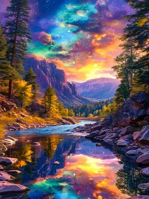 Mountain Scenery Diamond Art Kit For Adults Full Drill DIY Wall Art Decor 5D