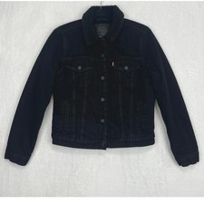 Levi's Premium Original Sherpa Trucker Jacket Denim Women's M Forever Black Jean