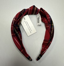 J Crew Womans Tartan Plaid Knotted Headband Red