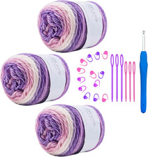 Cake Yarn for Crocheting,Colorful Crochet Yarn 3X100G 60 Cotton 30 Acrylic 10 