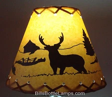 DEER Table Light Cabin Cottage LAMP SHADE Clip-On Bulb Style 9" inch Laced Cone