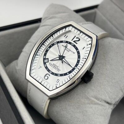 Montres De Luxe Mens GMT Estremo  White BLACK 7 SILVER  Watch  NEW HTF