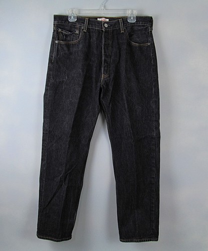 Levis 501 Jeans Mens (34x29 Actual) (36x32 Tag) Black Denim Straight Button Fly