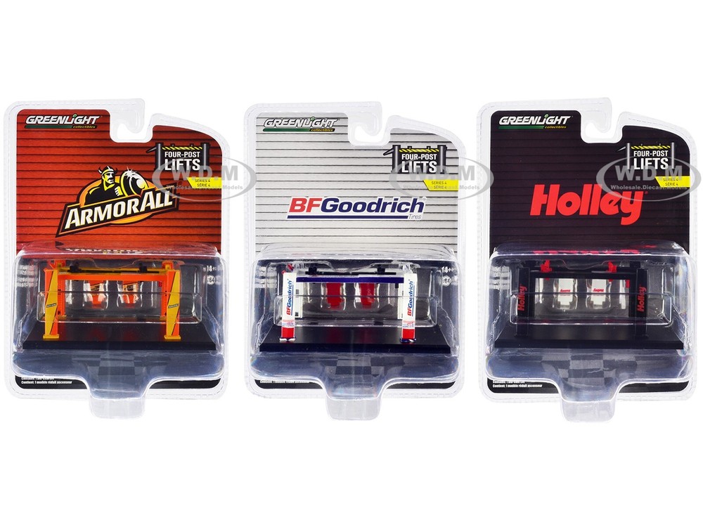 Greenlight 1:64 Four-Post Lift 3-Piece Diecast Model Set Series 4 16150 A-B-C  