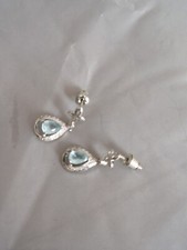 Aquamarine Earings Stud Silver Plated