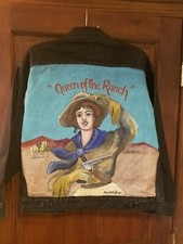 Unisex Unique NEW/Vintage "Queen of the Ranch" Hand-Painted Denim Jacket. Sz M