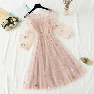 knee length dresses for ladies Star Tonight Rhinestone Mesh Mini Dress main image 1