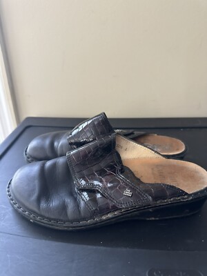 Finn Comfort Aussee Mule Clog Shoes Women's EU 39 Black Leather Wedge  Croc