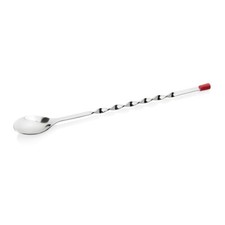 Barl&ouml;ffel, CNS, gedreht, 28,5 cm L&auml;nge, mit roter Kappe