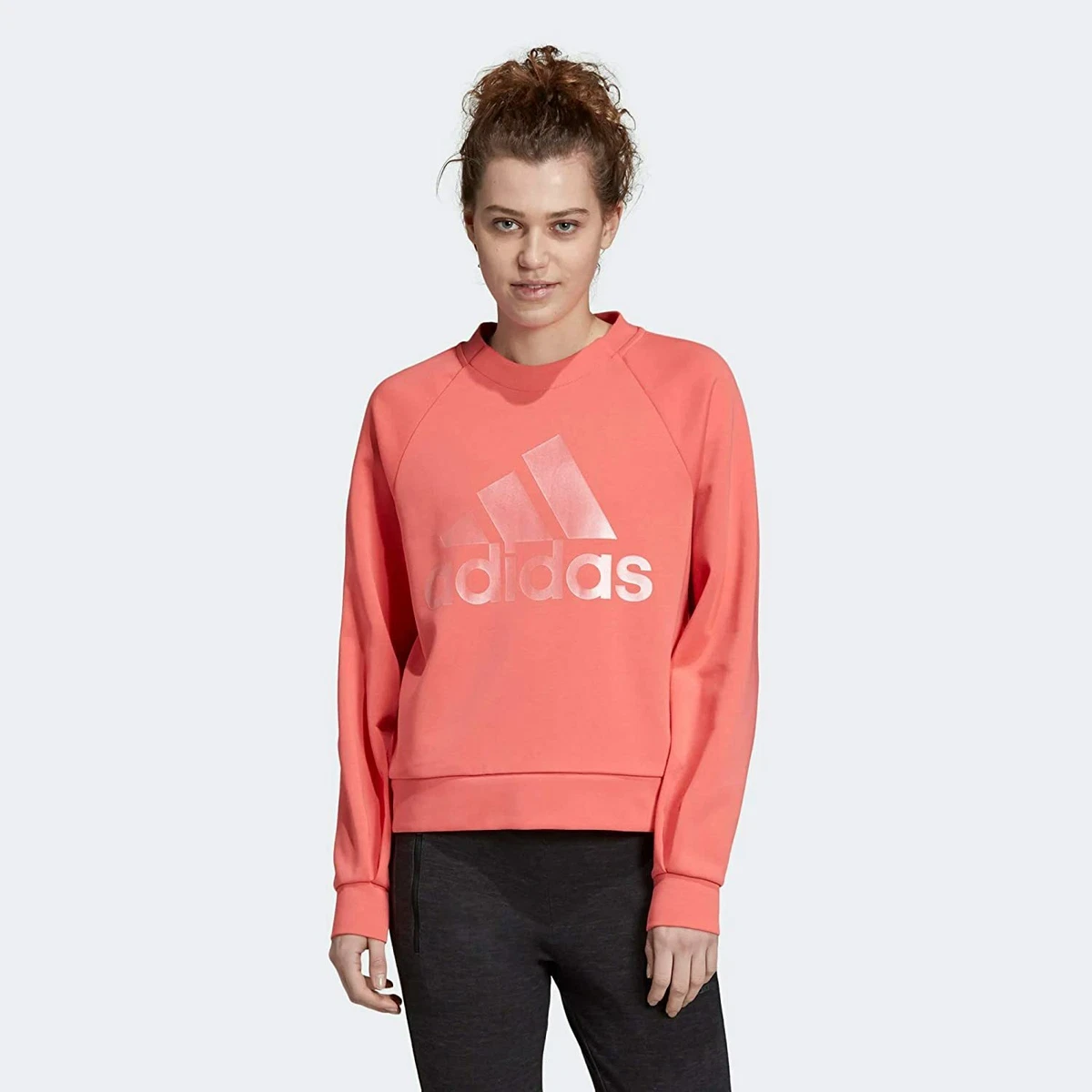 Adidas Women s ID Glory Crew Pullover Sweater Prism Pink eBay