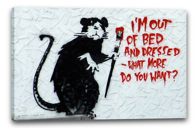 Kunstdruck Banksy - Ratte mit Pinsel ''What do you want?'' Rat I'm out of bed Gra