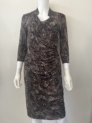 Max Mara Dress Faux Wrap Stretchy Viscose Animal Print Size 44