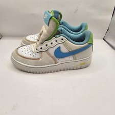 Nike Air Force 1 LV8 Boys Size 11C White Blue Athletic Shoes Sneakers FJ4807-100