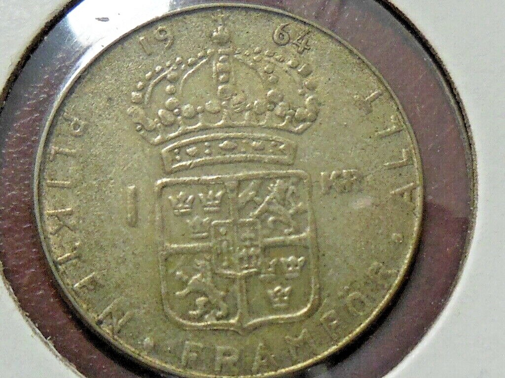 1964-U Swedish One (1) Krona Silver 