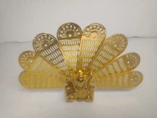 Miniatures Peacock Fan Firescreen Dollhouse Gold Tone 1:12 Vintage Concord 80's