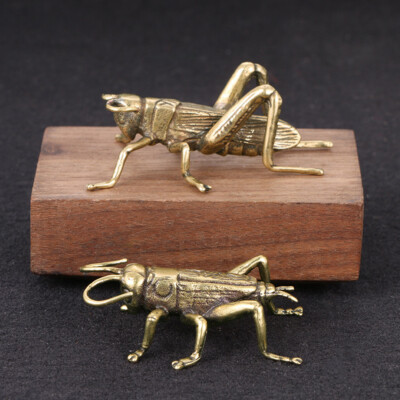 Solid Brass Cricket Figurine Miniature Tea Pet Ornament Tricky Spoof Insect Toys