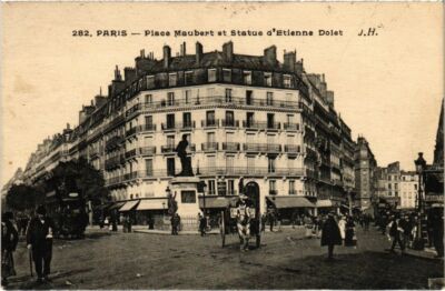 CPA PARIS 5e - Place Maubert et Statue d'Etienne Dolet (80415)