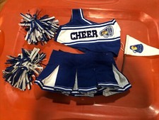 Build A Bear - Blue Cheerleader Outfit-top- Skirt- Pom Poms- Flag