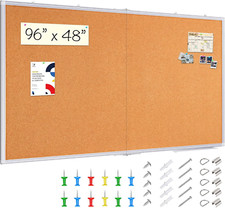 Cork Bulletin Board 96 X 48, Extra Large Cork Board for Walls, Silver Aluminum