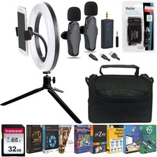 Content Creator Kit for Canon R8 R10 R100 R50 M6 M6II Battery, Dual Mic, Light