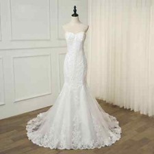 Lace Mermaid Wedding Dresses Applique Sweetheart Sleeveelss Bridal Gowns Train