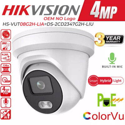 Hikvision 4MP OEM DS-2CD2347G2H-LIU Smart Hybrid Light MIC ColorVu IP Camera WDR